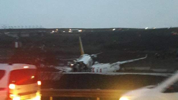 Sabiha Gökçen’de bir uçak pistten çıktı