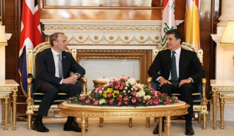 Neçirvan Barzani, İngiltere Dışişleri Başkanı Raab ile bir araya geldi