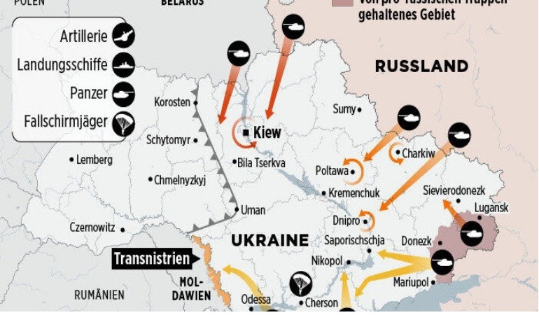 Bild, Rusya’nın Ukrayna’ya olası saldırı şemasını yayınladı