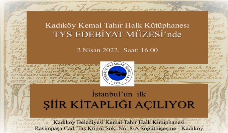 İstanbul’un ilk şiir kitaplığı 2 Nisan 2022 açılıyor